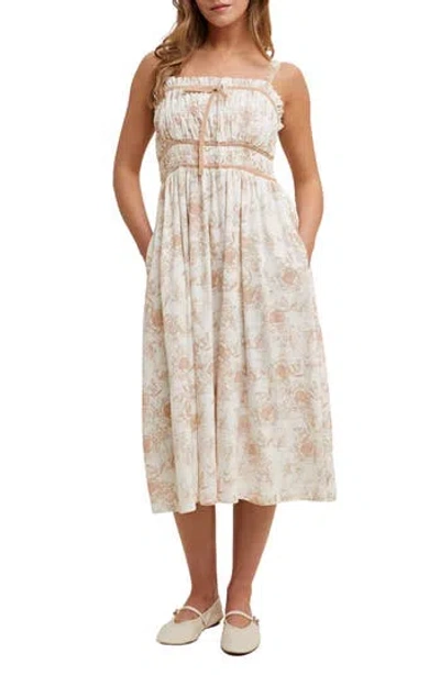 Wishlist Floral Ruched Midi Dress In Multi