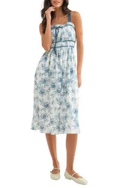 Wishlist Floral Ruched Midi Dress In Multi
