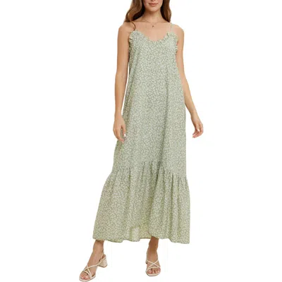 Wishlist Floral Ruffle Maxi Dress In Green