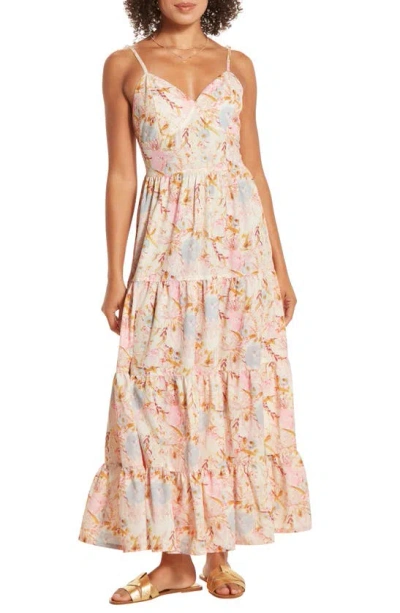 Wishlist Floral Tiered Maxi Dress In Pink Floral