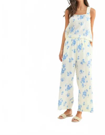 Wishlist Floral Top And Pant Set In Cream And Blue
