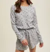 Wishlist Floral Waffle Knit Top And Shorts Set In Grey In Gray