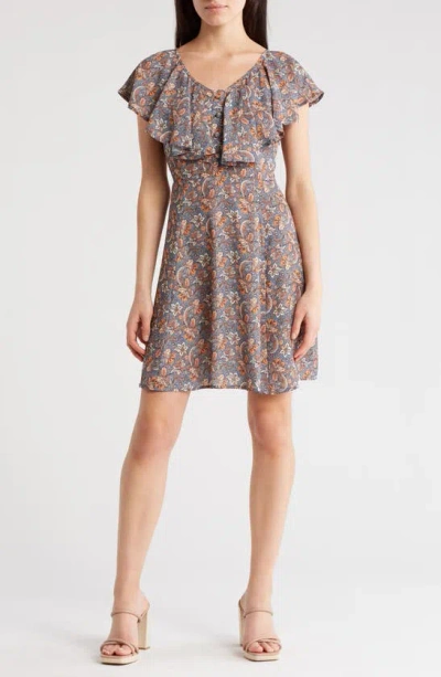 Wishlist Flutter Sleeve Fit-and-flare Dress In Apricot