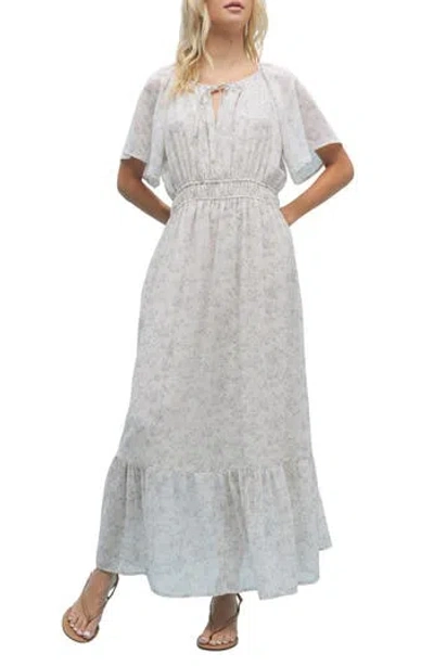 Wishlist Flutter Sleeve Maxi Dress In Blue/ Cream