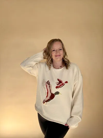 Wishlist Flying Duck Long Sleeve Sweater In White
