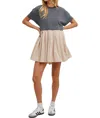 Wishlist French Terry Contrast Mini Dress In Charcoal/taupe In Multi