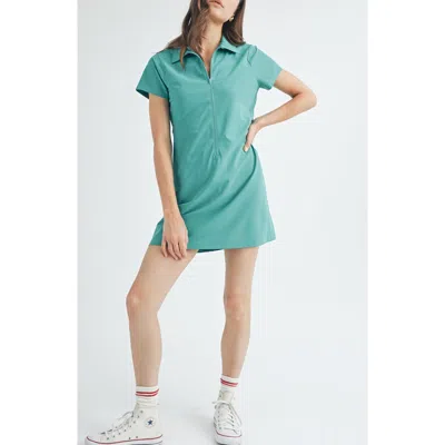 Wishlist Front Zip Short Sleeve Tennis Dress In Blue