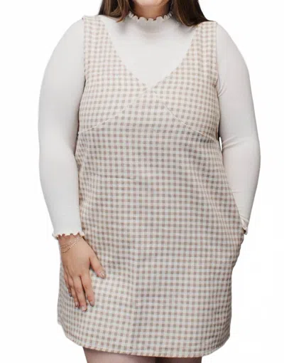 Wishlist Get It Right Gingham Mini Dress In White In Black