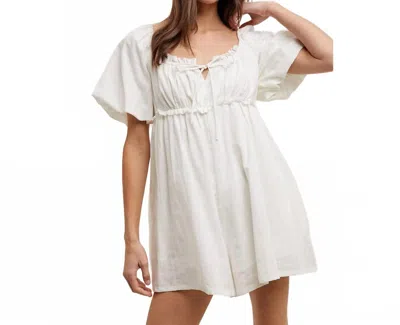 Wishlist Gracie Gingham Puff Sleeve Romper In White