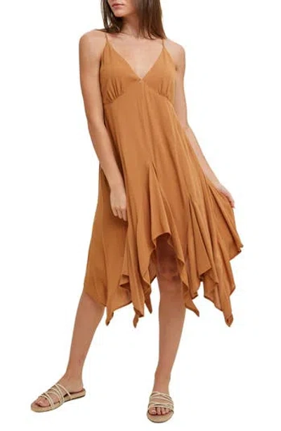 Wishlist Handkerchief Hem Babydoll Dress In Brown