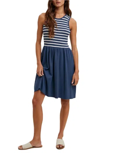 Wishlist Harbor Striped Mini Dress In Navy / White In Blue