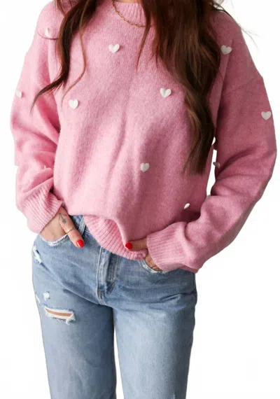 Wishlist Heart Sweater With 3d Heart Detail In Pink