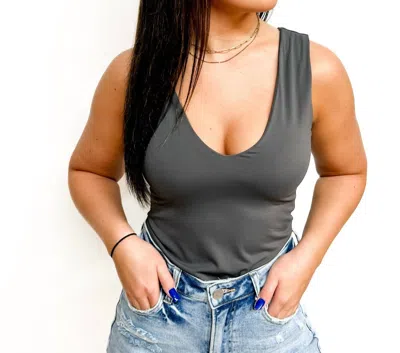 Wishlist Here To Stay Bodysuit In Charcoal In Pink