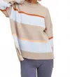 Wishlist High Low Multicolor Striped Sweater In Champagne/m. Blue In Multi