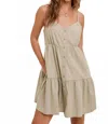 Wishlist Kami Button-up Tiered Mini Dress In S. Olive In Burgundy