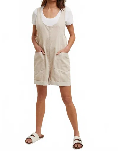 Wishlist Kenzie Scoopneck Romper In Taupe/white In Neutral