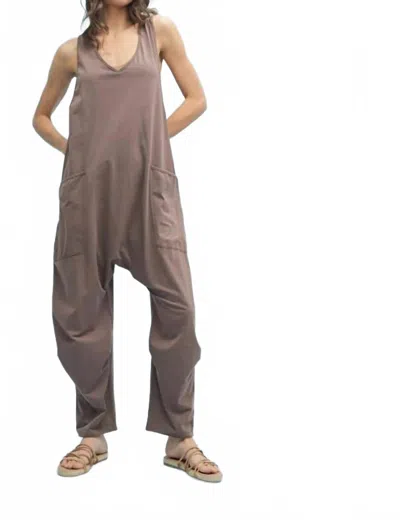 Wishlist Knit Loose Fit Jumpsuit Onesie With Pockets In Charcoal In Grey