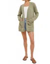 Wishlist Knit Open Front Cardigan With Pockets In S. Olive In Multi