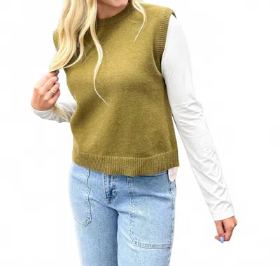 Wishlist Knit Sweater Vest In Olive In Green