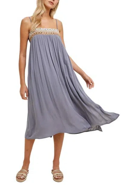 Wishlist Knit Trim Babydoll Dress In Blue