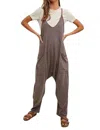 Wishlist Krista Oversized Knit Jumpsuit In Charcoal In Pink