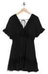 Wishlist Lace Insert Tie Back Dress In Black