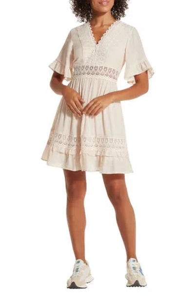 Wishlist Lace Insert Tie Back Dress In Gold