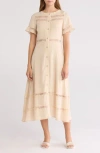 Wishlist Lace Inset Midi Dress In Cream