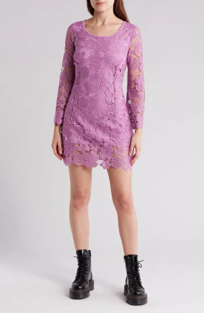 Wishlist Lace Long Sleeve Dress In Lilac