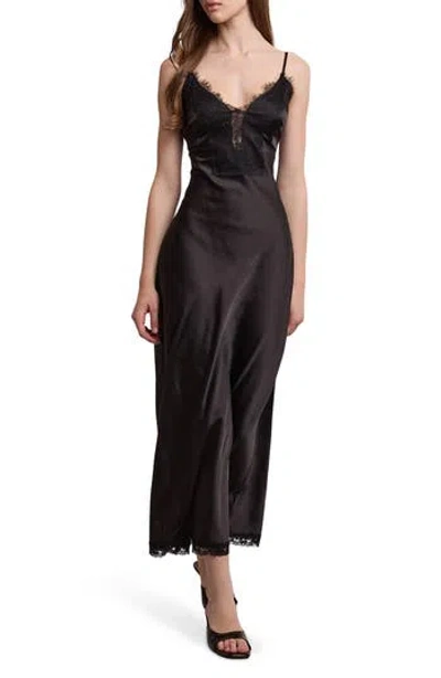 Wishlist Lace Trim Sleeveless Mermaid Slipdress In Black