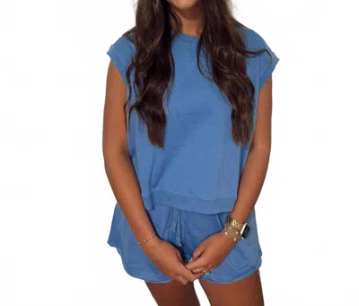 Wishlist Lake Short Sleeve Tee Andf Pull-on Shorts Set In Blue In Multi