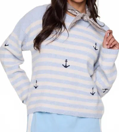 Wishlist Lil Anchors Sweater In Sky/ecru In Blue