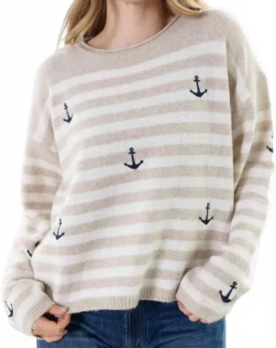 Wishlist Lil Anchors Sweater In Taupe/white In Multi
