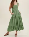 Wishlist Smocked Tiered Sundress In Green