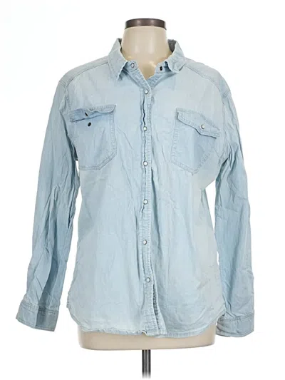 Pre-owned Wishlist Long Sleeve Button Down Shirt In Blue