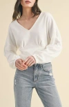 Wishlist Long Sleeve Cotton Underbust Top In White