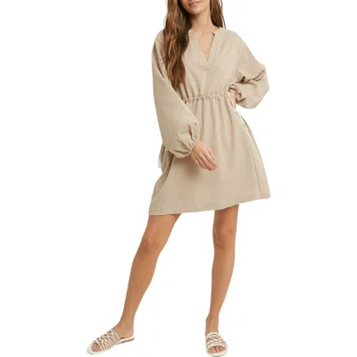 Wishlist Long Sleeve Drawstring Dress In Brown