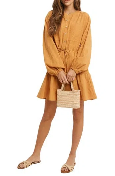 Wishlist Long Sleeve Minidress In Brown