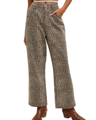 Wishlist Loose Fitting Leopard Pants In Beige In Animal Print