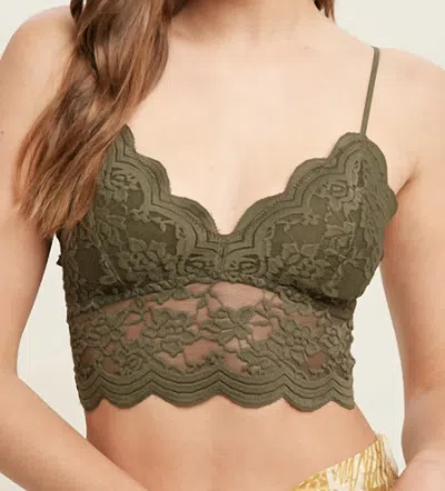 Wishlist Lovely Scalloped Lace Bralette In Olive In Green