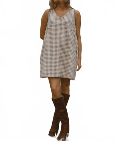 Wishlist Maple Grove Gingham Mini Dress In Beige In Sand