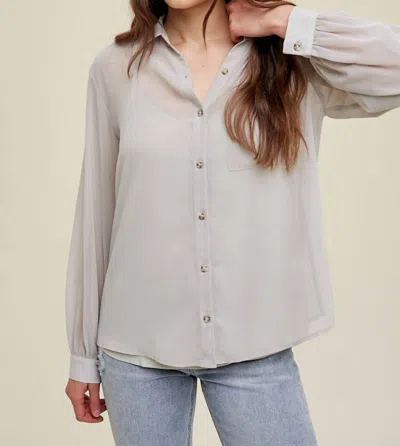 Wishlist Match Made In Heaven Long Sleeve Top In Seafoam In Gray