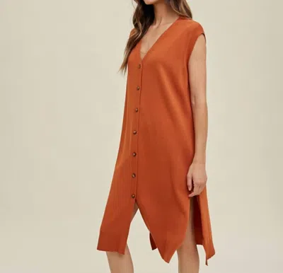 Wishlist Maxi Button Up Cardigan In Brick