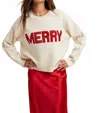 Wishlist Merry Glitter Sweater In White Red In Neutral