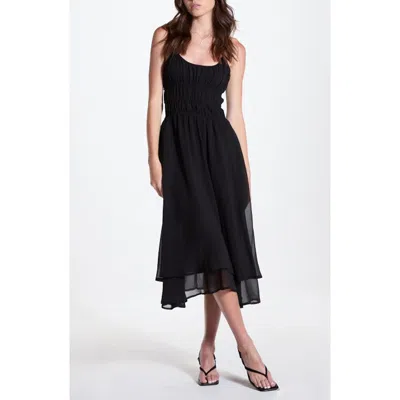 Wishlist Mesh Tiered Midi Dress In Black