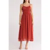 Wishlist Mesh Tiered Midi Dress In Rust