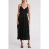 Wishlist Metallic Plissé Midi Dress In Black