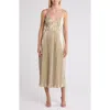 Wishlist Metallic Plissé Midi Dress In Gold