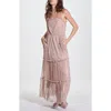 Wishlist Metallic Tiered Maxi Dress In Mauve