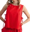 Wishlist Mirren Tie Tank In Cherry In Red